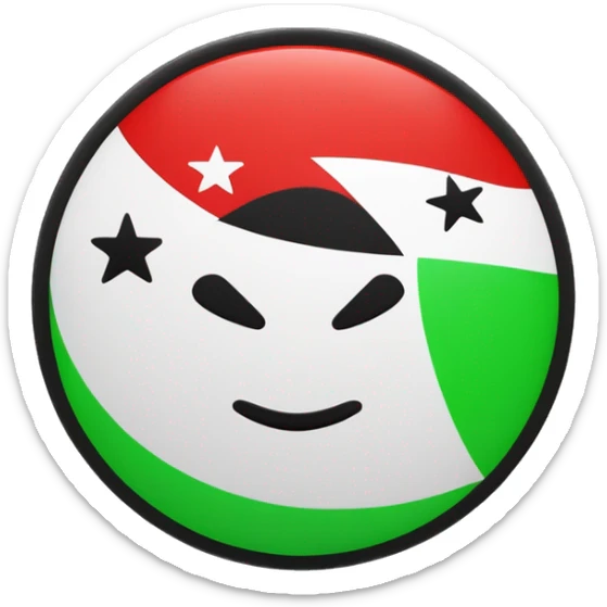 Flage oben grün und unten weiß mit drei rote Sterne und unten ist schwarz  sticker