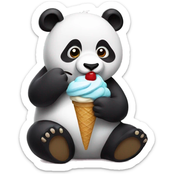 Panda eating ice cream sticker