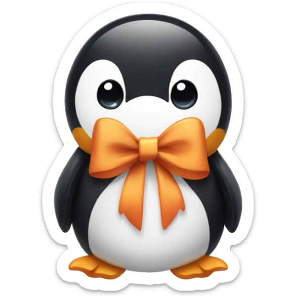 Penguin with bow sticker