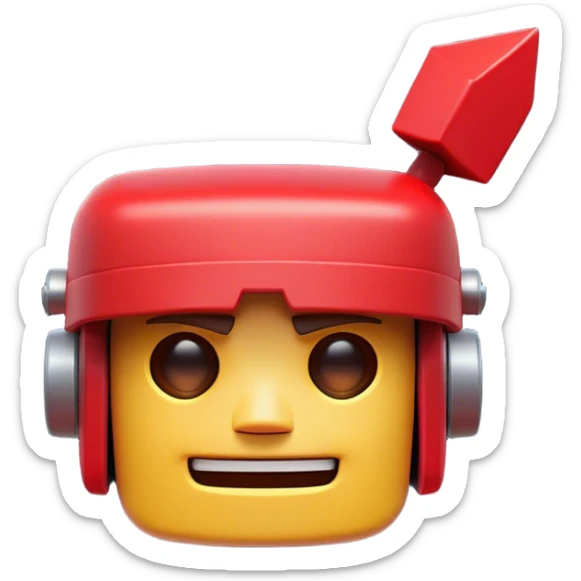Clash of Clans aesthetic: Cinematic Playful Virtual Boy Portrait Emoji, rendered in a 3D vector-style similar to standard emojis with minimal shading and bold, simplified shapes. A compact, distinct form with signature details, softly glowing with a nostalgic gaming charm. Simplified yet unmistakably iconic, highly detailed and consistent, glowing with a soft radiance and high shine. Stylized with a touch of retro gaming magic and a soft glowing outline, capturing the essence of a beloved gaming relic with a friendly, playful manner! sticker