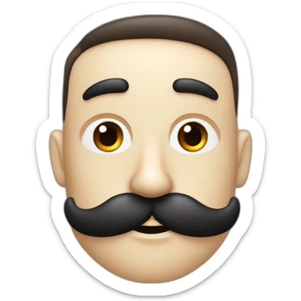 Visage fin petite moustache noir yeux noir cheveux brun plaqué à droite sticker