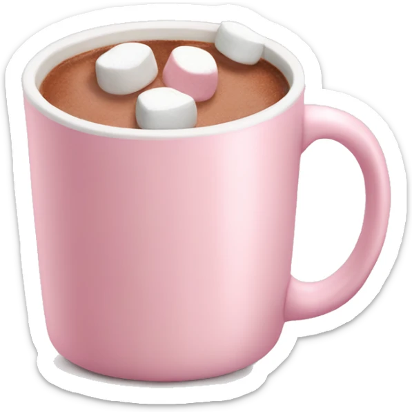 Light Pink mug of hot chocolate with marshmallows  sticker