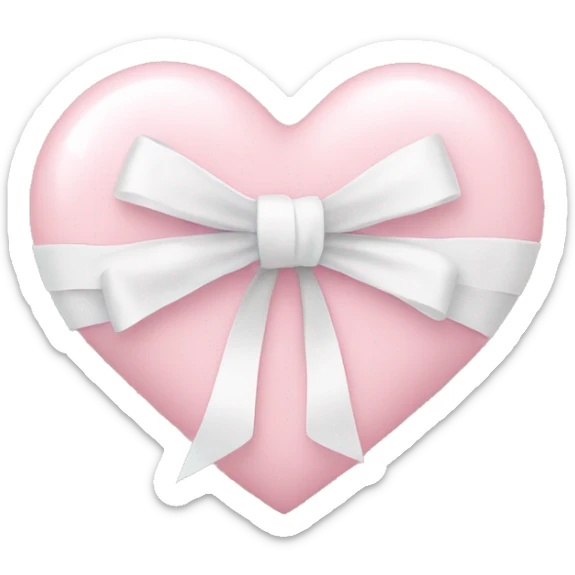 Pastel pink heart with white bow sticker