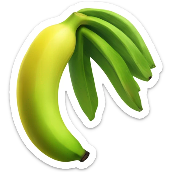 Create a semi-ripe banana emoji with green and yellow transitions, showing growth and progress. Keep the design dynamic with soft shading. sticker