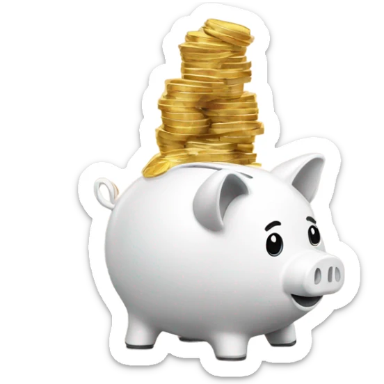 bag of gold coins, piggy bank instead of bag sticker