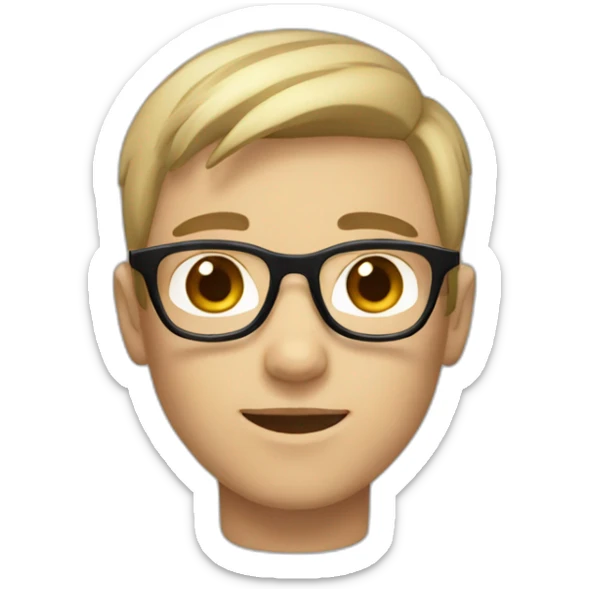 white and blond and brown hair with glasses boy with light brown skin sticker