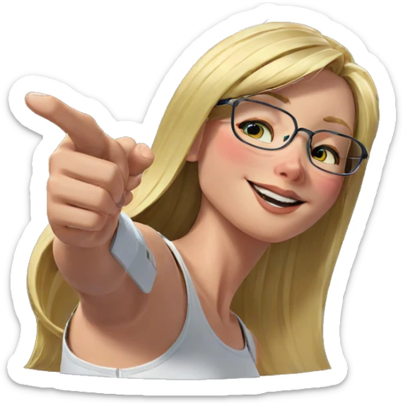blonde girl with glasses smiling sticker