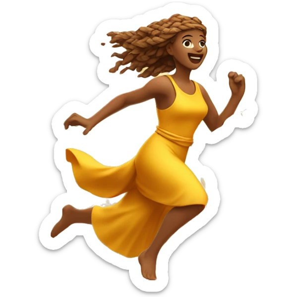 golden harvest goddess sprinting with wheat, with a large stride and arms outstretched sticker