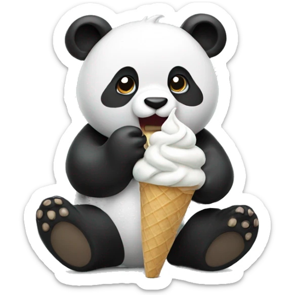 Panda eating ice cream sticker