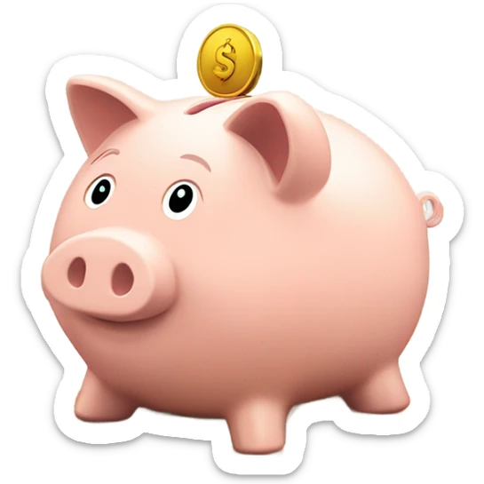 pile of coins in front of piggy bank sticker
