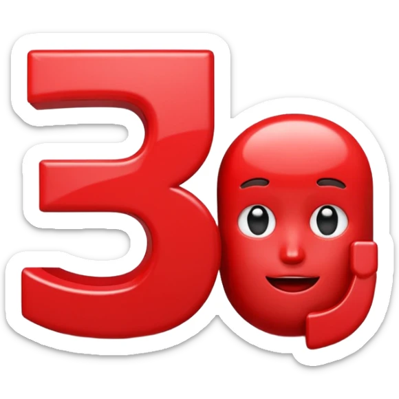 A 3D cartoon plus and percentage sign in red, glossy finish, Memoji-style realism. sticker