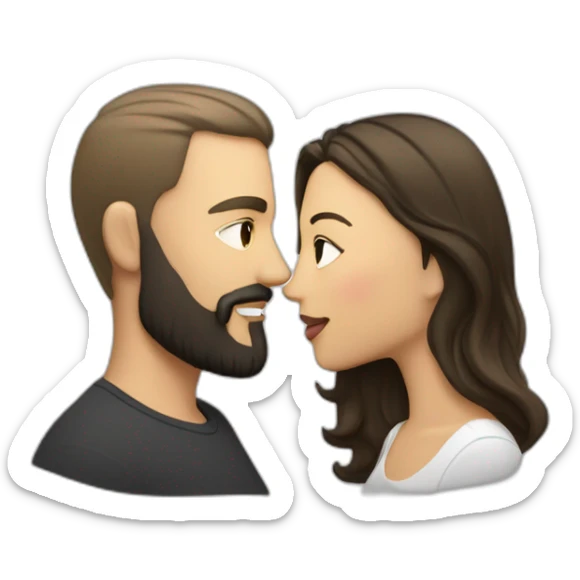 White-man-with-a-smooth-black-hair-cut-fade-and-a-black-beard-kissing-a-white-woman-with-long-brown-waved-hair sticker