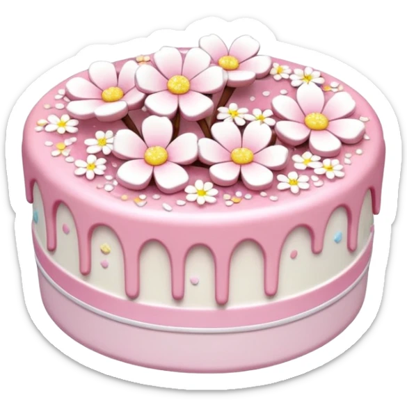 Pastel shiny glittery pastel pink and white Sakura flowers cake with sprinkles on top sticker
