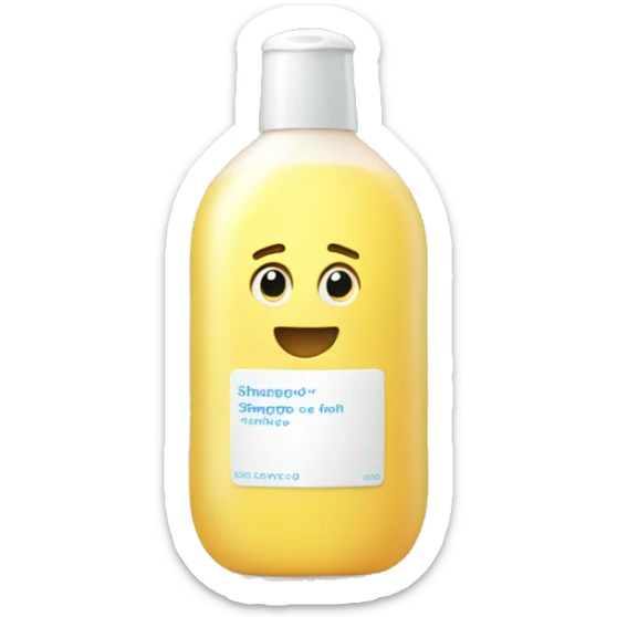 A bottle of shampoo with a lot of foam around sticker