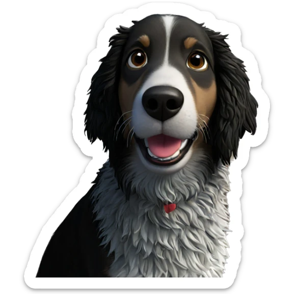 dog enjoying the beach rocks sticker