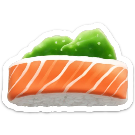 Salmon hosomaki sushi with dollop of wasabi sticker