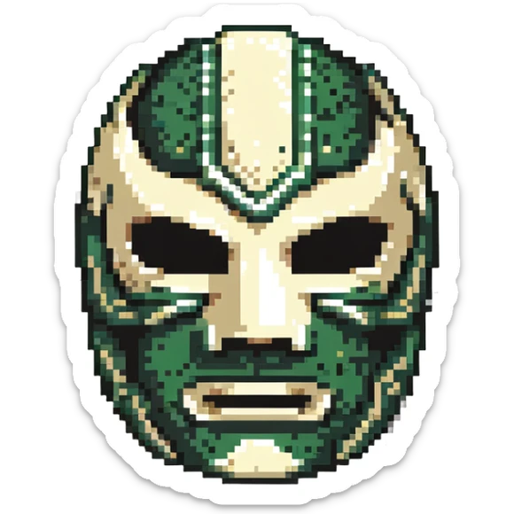 luchador mask with Milwaukee Bucks basketball colors forest green and cream sticker