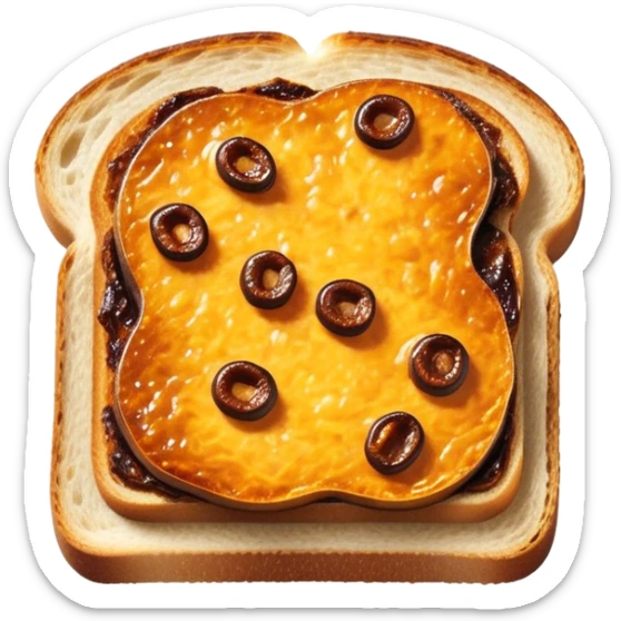Cinematic Realistic Vegemite on Toast Dish Emoji, depicted with a generous spread of savory Vegemite on perfectly toasted bread, rendered with vibrant textures and warm lighting that captures its uniquely Australian flavor. sticker