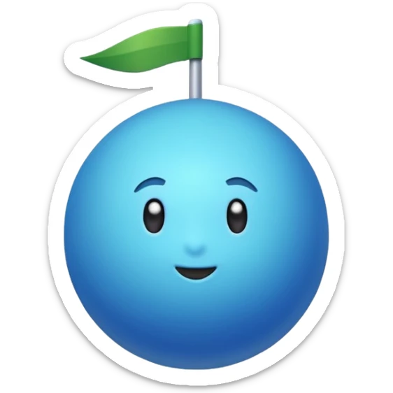 Una bola Azul claro🔵 con una flecha de verdadero ☑️ en el sentro de la bola azul  sticker