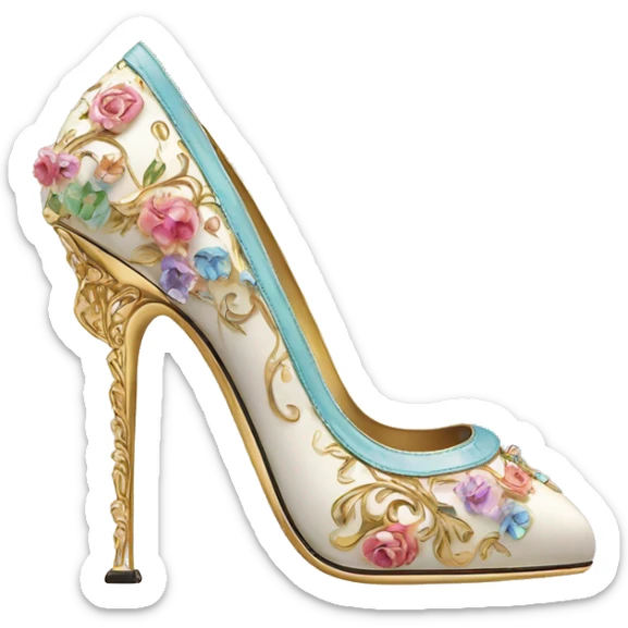 Dolce and Gabbana high heels with colourful pastel ornament and golden detais  sticker
