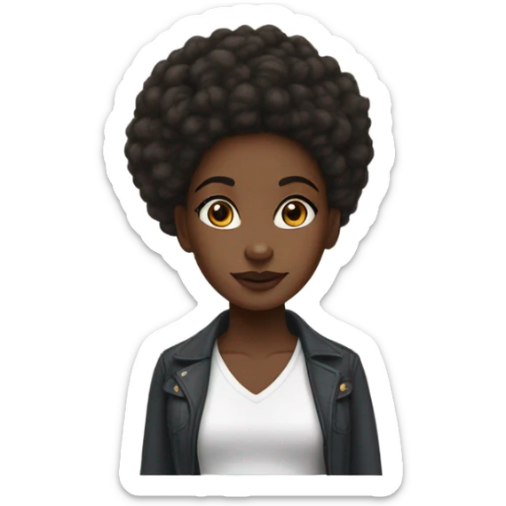 Black girl with a ground nose and dark brown doe eyes with long lashes and 4c poofy hair sticker