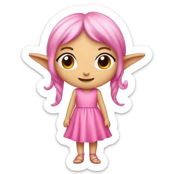 Kleine Elfe, Pinkes Kleid, verschiedene Posen, lockige Haare  sticker