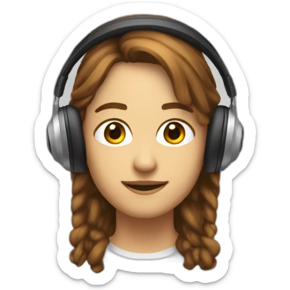 Personne cheveux de couleur brun , couleur de peau blanche avec un casque audio sur la tête sticker