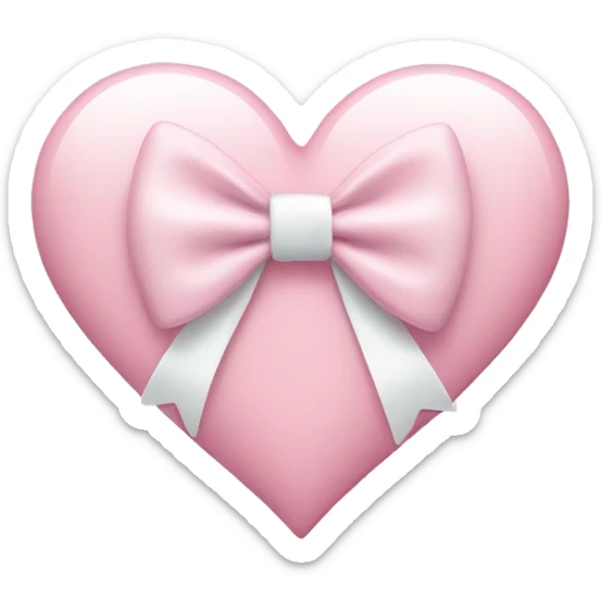 Pastel pink heart with white bow sticker