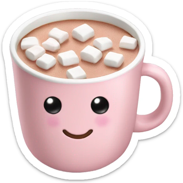 Light Pink mug of hot chocolate with marshmallows  sticker