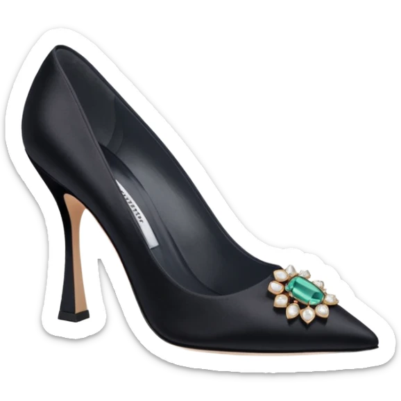 manolo blahink 90's satin pump add the jewelry to the front sticker