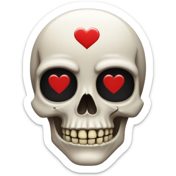 skull wth heart eyes with a flag as the colour of the heart eyes sticker