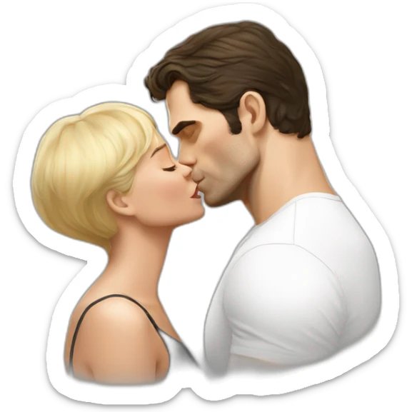 Henry Cavill kissing blond woman with very short hair sticker