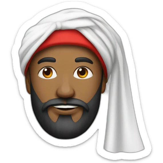 homme bazané avec une longue barbe noir et un turban à carreaux rouges et blancs sticker