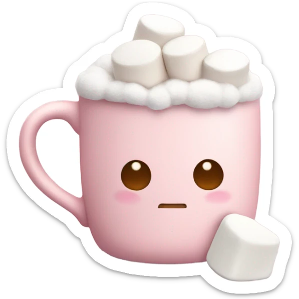 Light Pink mug of hot chocolate with marshmallows  sticker