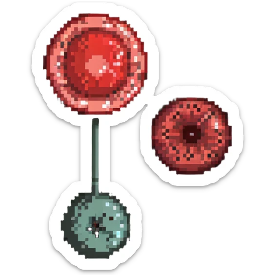 Side by side comparison of anemic pale blood cell and healthy red blood cell sticker