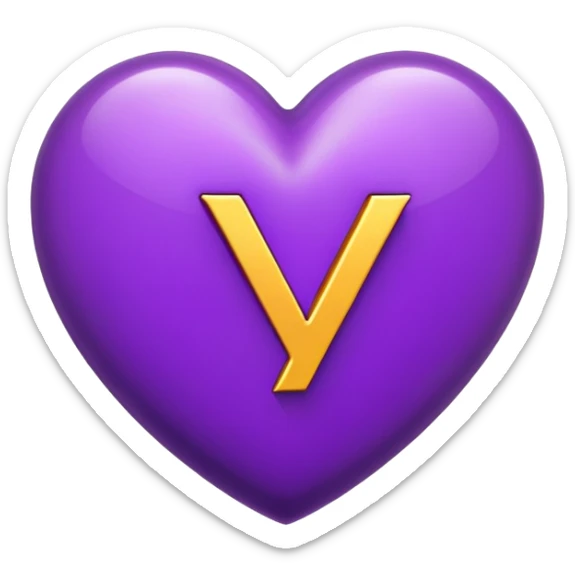 The Letter “y” inside a Purple Heart sticker