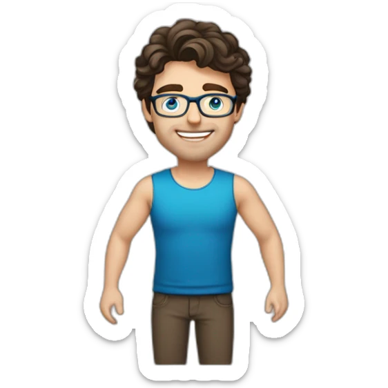 Handsome-Caucasian-man-dark-brown-wavy-hair-blue-eyes-glasses-middle-age--and-- sticker