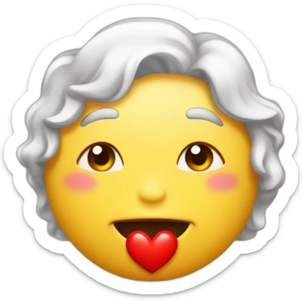 Emoji qui fait un bisou avec des cœur rouge au dessus sticker
