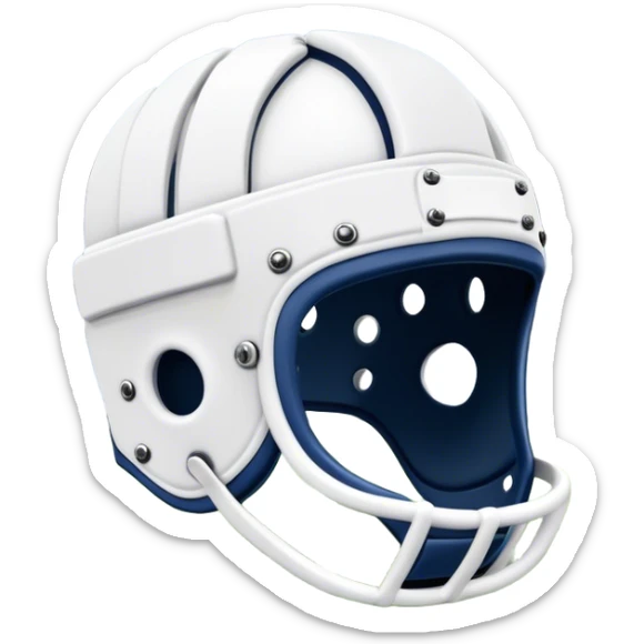 Cinematic Realistic image of rugby headgear with detailed padding and rugged design elements, set against a blurred stadium background with bold, high-contrast lighting that highlights its protective design sticker