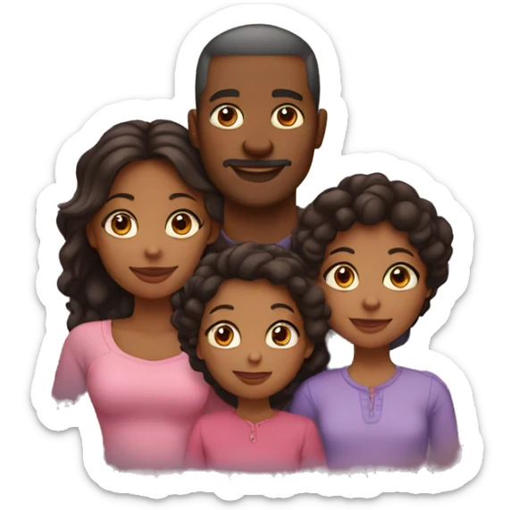 black family, mom, dad,teenage daughter, young daughter, twin girl toddlers sticker