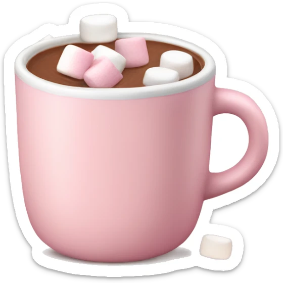 Light Pink mug of hot chocolate with marshmallows  sticker
