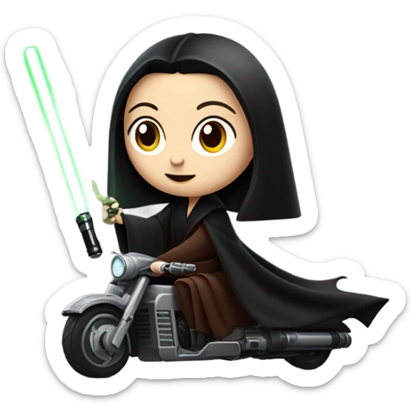 Jedi teen Morticia Addams racing on a red imperial patrol speeder  sticker