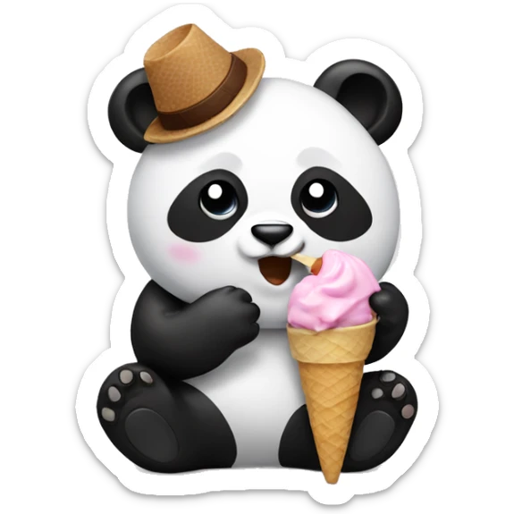 Panda eating ice cream sticker