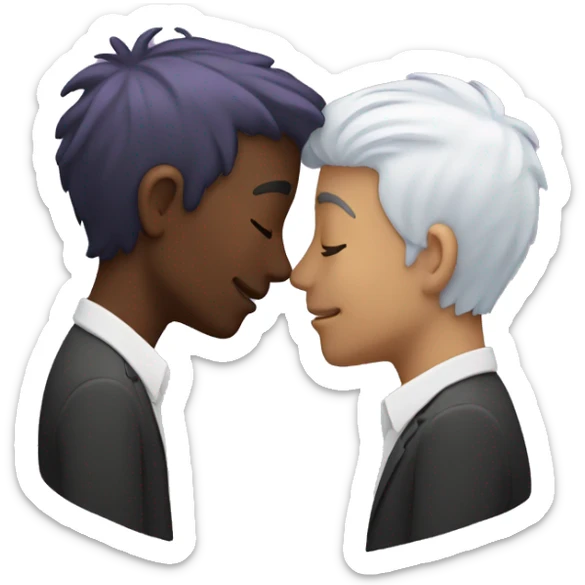 Two men kissing, one of the white with lavender hair and the other person is black  sticker