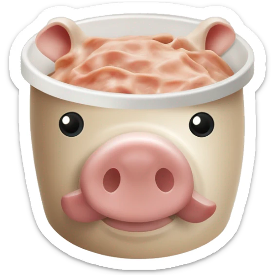 un pot blanc de rillettes du mans fermé avec un couvercle rouge avec un dessin de cochon sur la face sticker