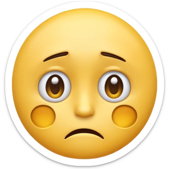 3D illustration of an emoji with a dejected or worried facial expression. sticker