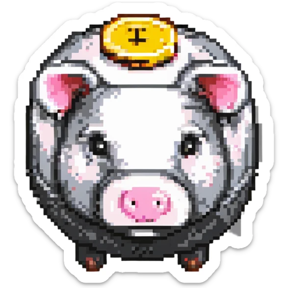 cute pink piggy bank with round snout and classic coin slot sticker