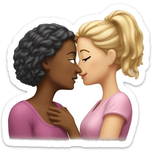 One woman whispers into the ear of another woman closing by hand sticker
