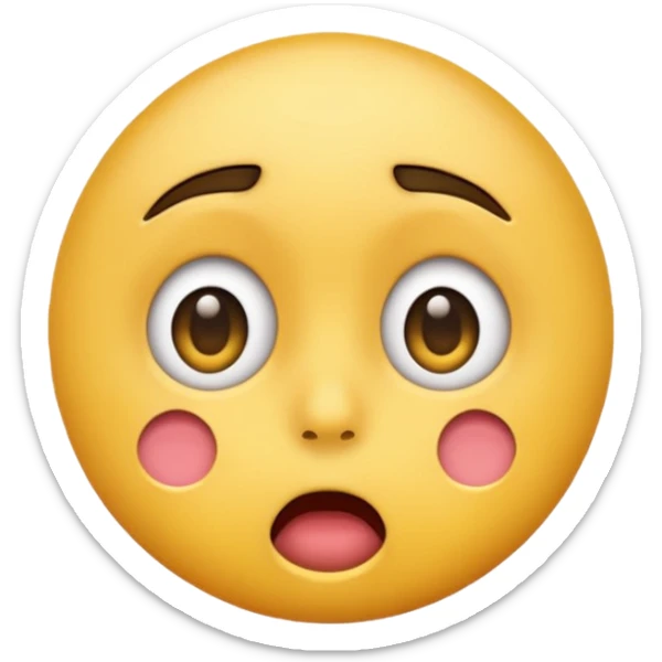 A normal shocked emoji (the one with the blush) and don't have the eyebrow make it yellow based like apple face emojis sticker