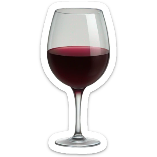A glass of red wine filled all the way to the brim. sticker